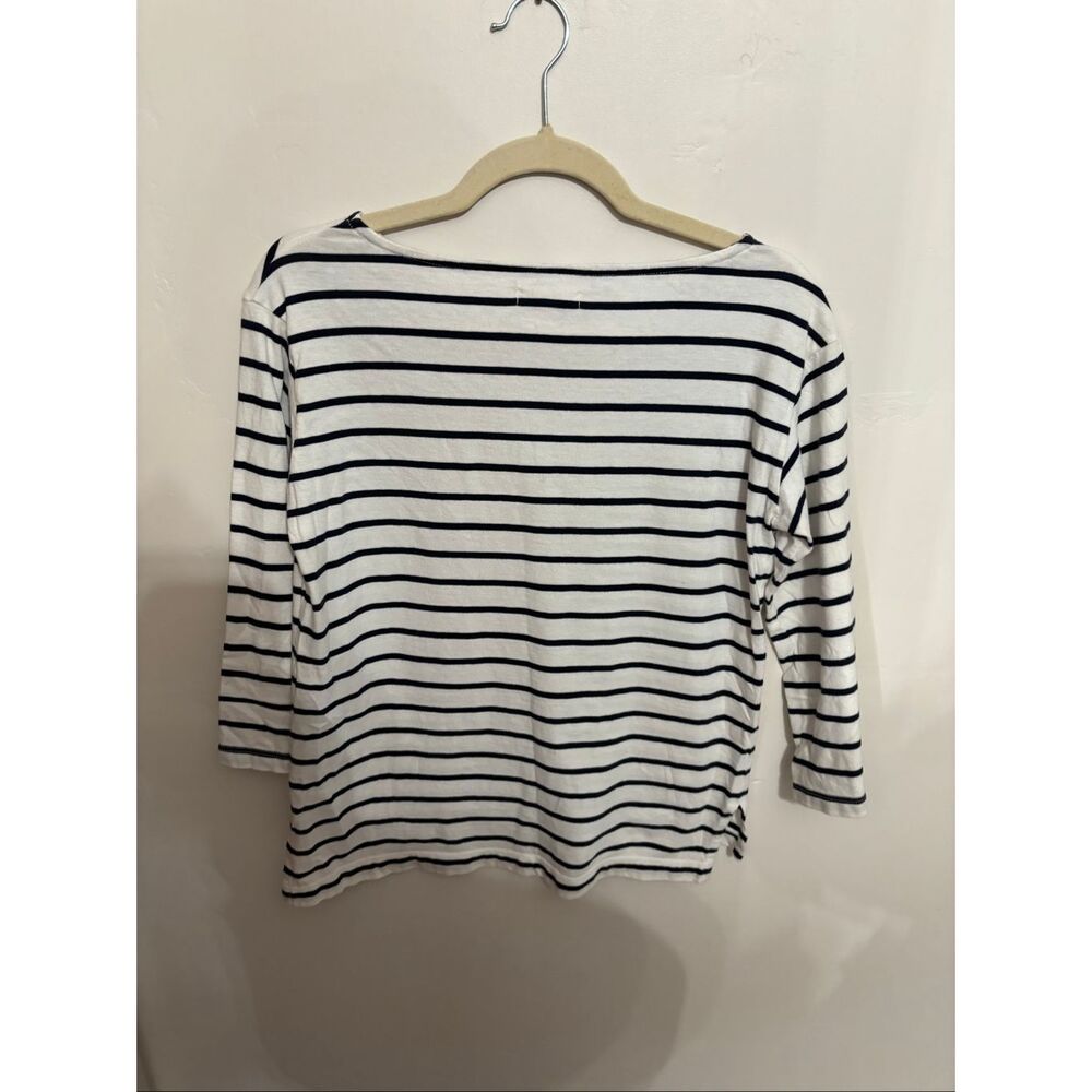 Madewell Striped Boatneck Tee XXS Blue White Nautical 3/4 Sleeve - Picture 5 of 6